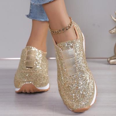 Plus Size Sequined Athletic Flats for Women Spring 2025 New Arrival Fashionable Casual Flats Comfortable Lightweight Women's Shoes