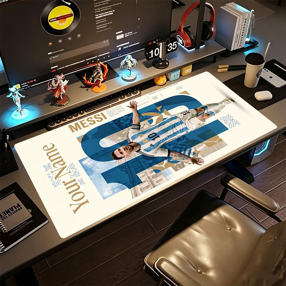 Football Messi Customized Name Mouse Pad Gaming Laptop Mouse Pad Ultra-Long Desk Mat Non-Slip Rubber Base Perfect for Office Laptop Gaming Setup