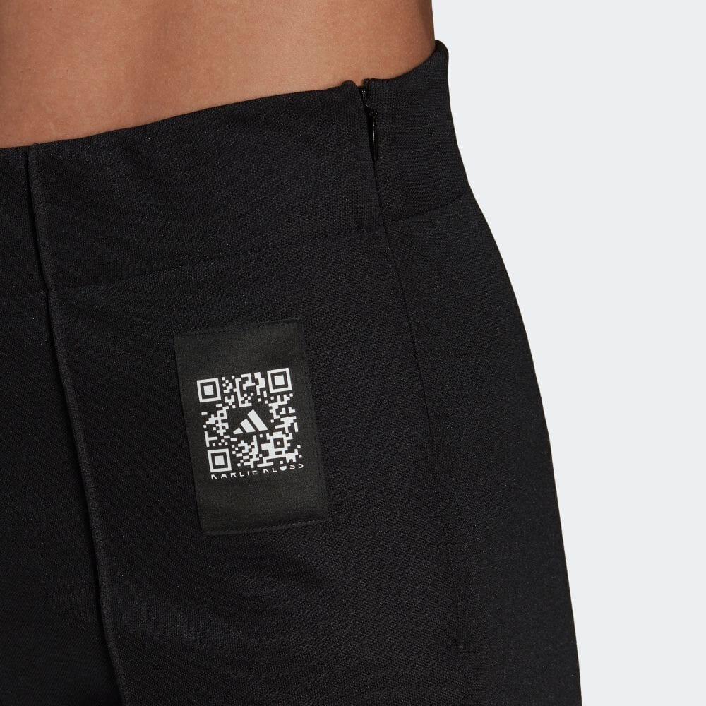 Adidas FW22 Solid Color QR Code Patch Pattern Casual Pants Women Bottoms Black HB1451