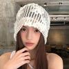 Cute Lace Beanies Hat Handmade Flower Knitted Hat Retro Weave Cap  Apparel Accessories