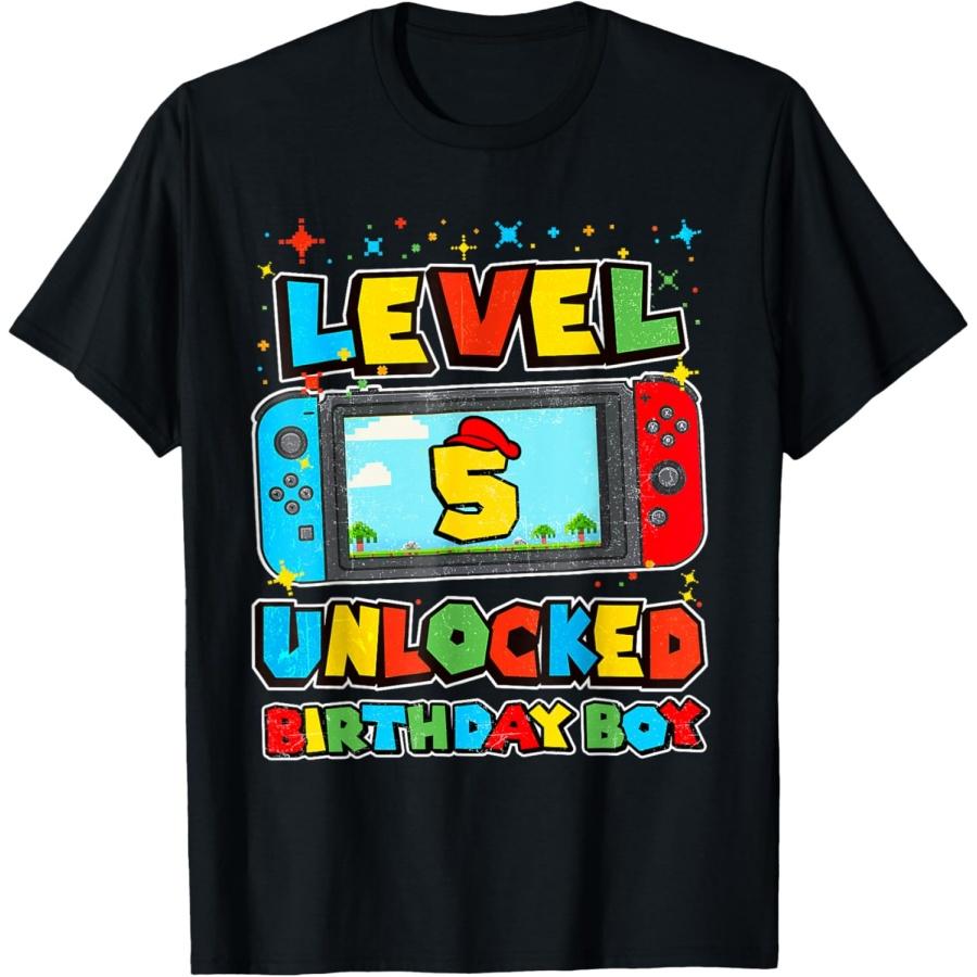 Level 5 Unlocked Birthday Boy Happy 5th Birthday Videos Game T-Shirt S