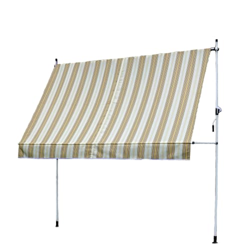 Living Out Awning with Clothes Drying Pole IV, 2m Wide, Royal Stripe, 202cm Wide X 23-144cm High, Sunshade, Clothes Drying Pole Awning