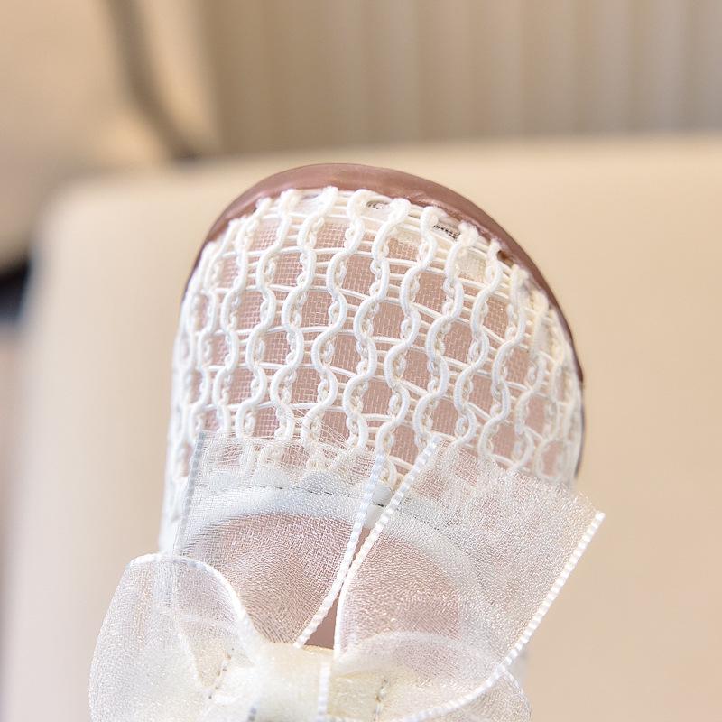 Pearl Princess Toddler Lace Mesh Walking Sandals - Soft Sole, Breathable Summer Shoes for Little Kids