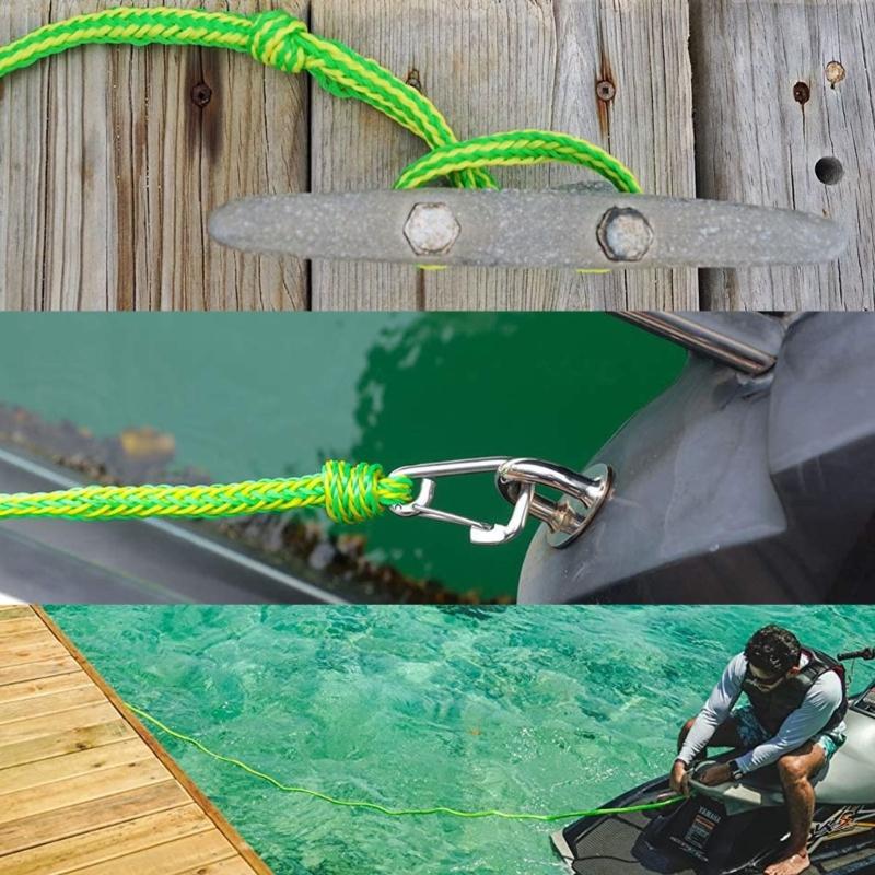 Nylons Kayaks Tow Rope with Clip  Dock Line Mooring Rope  Highly Visibleness Marine Braids Rope Kayaks Tow Line