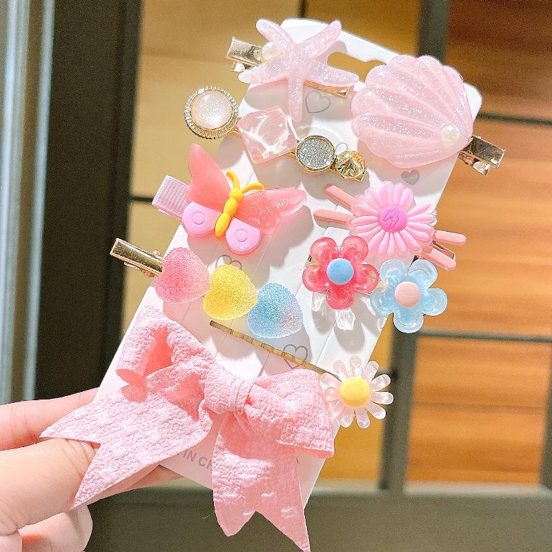 Heart Shape Cute Baby Hairgrips Korean Metal Butterfly Child Hair Accessories Flower Kids Hair Clips for Thick Hair