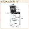 Bar Stools Set of 2, Black Crocodile Leather Look with Crystal Buttons, High-Back Kitchen Stools with Chrome Metal Legs, Kitchen Island Bar Counter