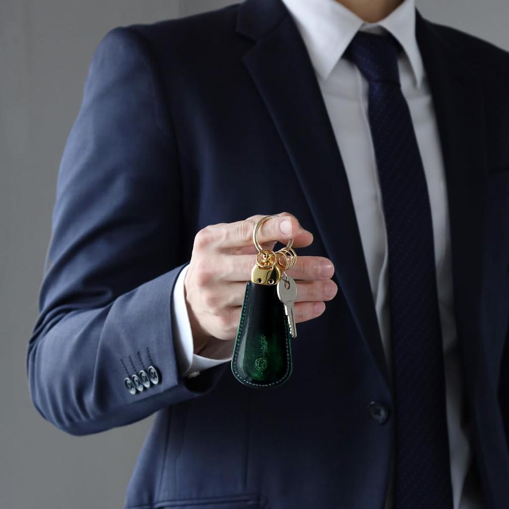 PARLEY Made In Made of Cowhide Leather with a Patina and Kip for a Touch of CLASSIC, Japan. Finish. Hand-polished Craftsmanship. Keychain/Shoehorn