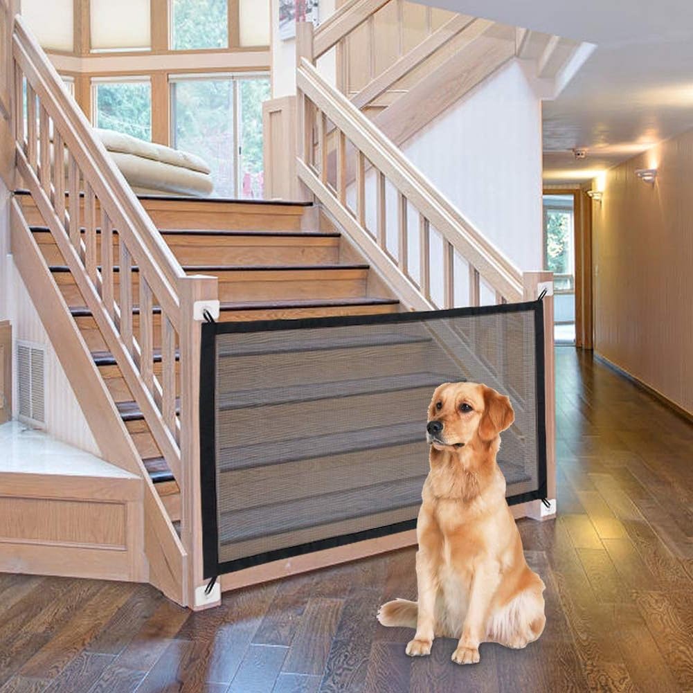 Foldable Mesh Dog Gate Indoor No Drill Pet Gates Portable Puppy Guard Isolation Fence Pet Screen Door for Doorways, Stairs, Hallways 71" X 31.5" 4