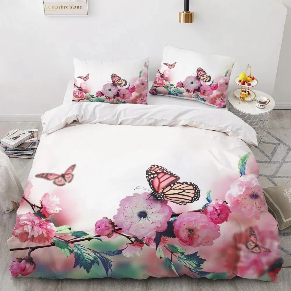 3D Plant Flower Rose Comfortable Duvet Quilt Cover Pillowcase Bedding Set Children Bedroom Decoration Home Textile