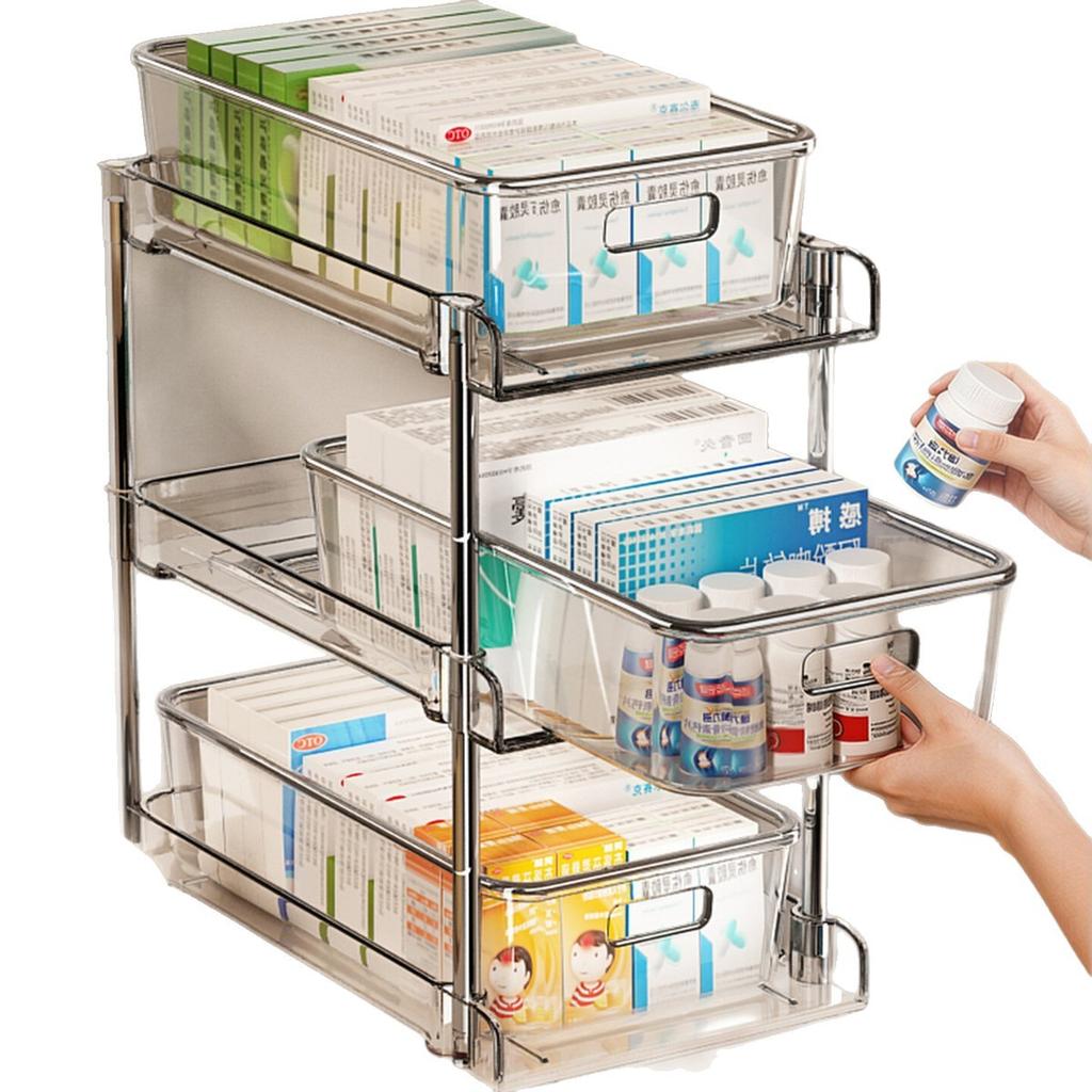 Drug Storage Box, Drawer Type, Household Transparent Medical Cabinet, Large Capacity Medicine Cabinet, Multi-layer Medicine Storage Shelf