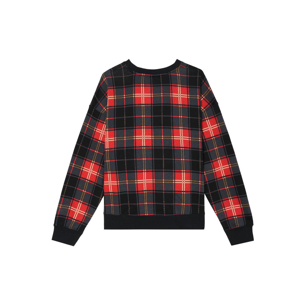 Jordan Color-Block Logo Print Plaid Round Neck Long-Sleeve Sweatshirt Women Sweatshirt Red DV1997-612