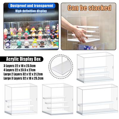 Toz Geçirmez Koruma Vitrini Akrilik Teşhir Kutusu Basamaklı Tezgah Üstü Kutu Düzenleyici Stand Aksiyon Figürleri/Oyuncak/Koleksiyon Eşyaları için