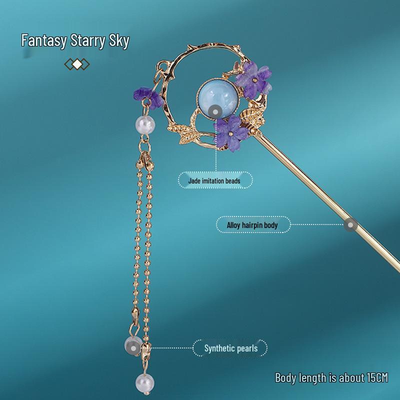 Kovová sponka do vlasů ve starobylém stylu s třásní - Elegantní ozdoba hlavy Hanfu pro každodenní nošení