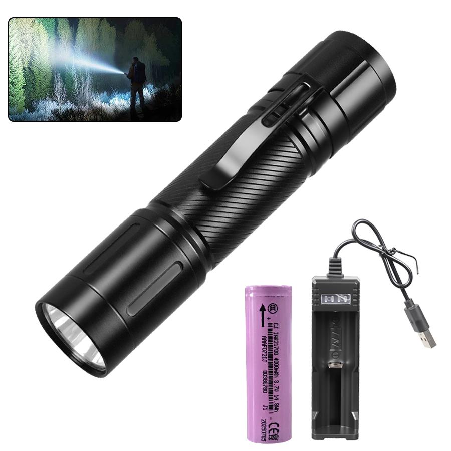1200LM Tactical Handheld LED Flashlights, Portable EDC Torch w/ Pocket Clip Ideal Gift for Outdoor Rescue Dog Walking Hiking