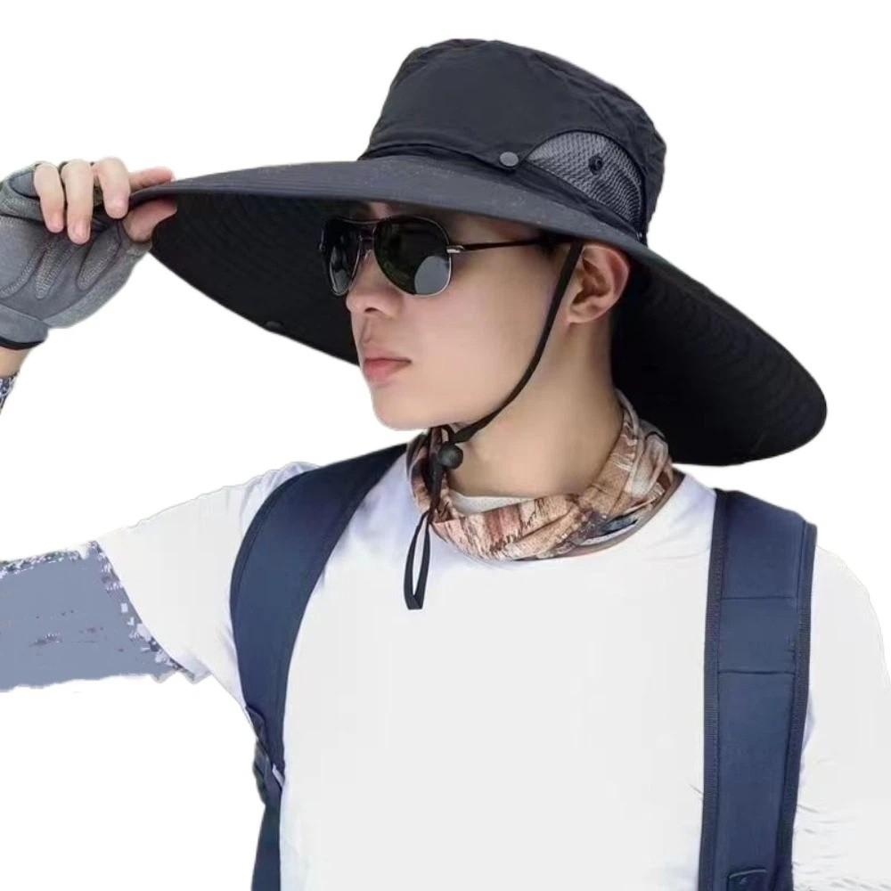 Breathable Fisherman Hat Foldable Sun Protection Hat Fashion Large Brim Sun Hat  Travel чёрный
