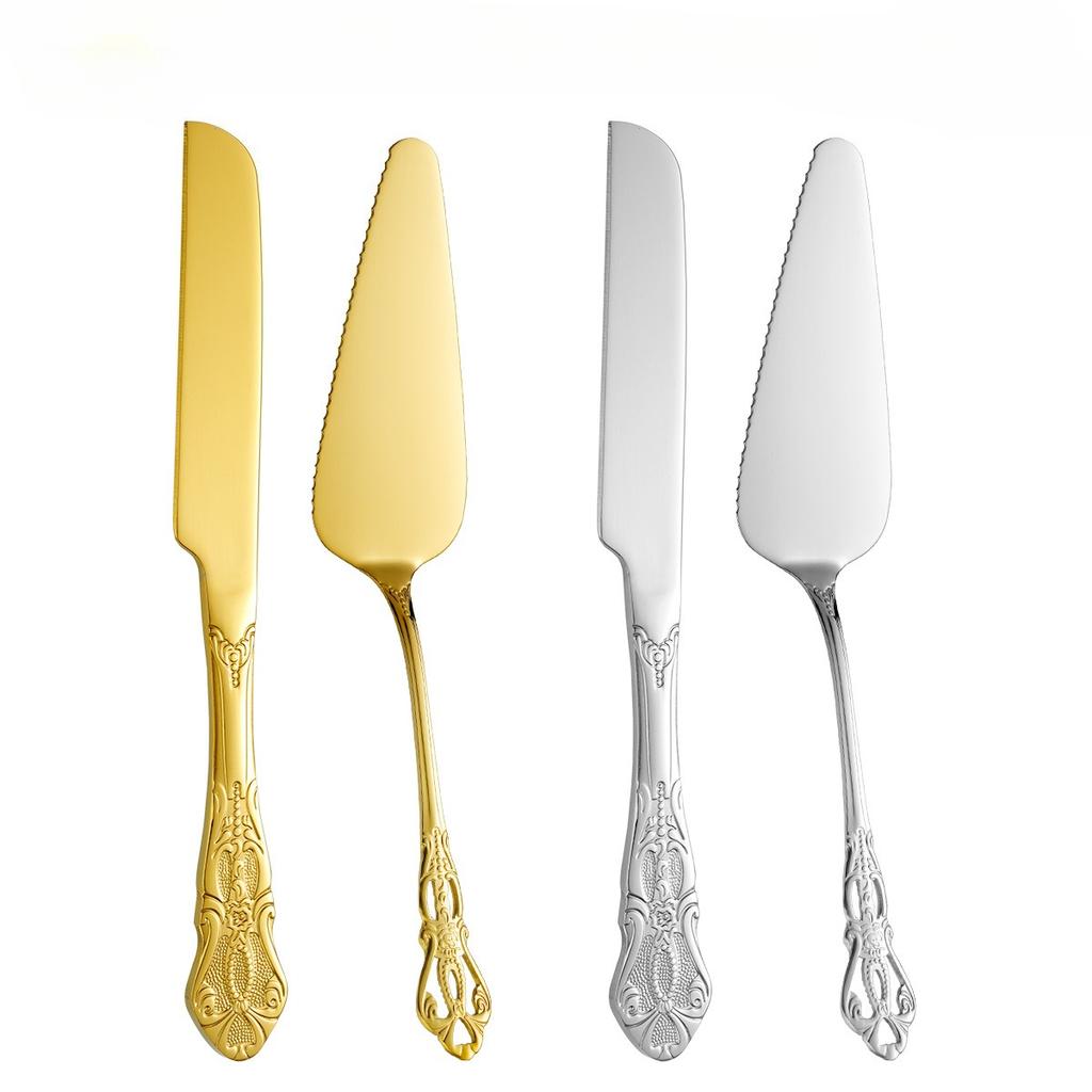 Juego de 2 piezas Pala Vintage de Acero Inoxidable para Pan y Espátula para Tartas, Diseño Hueco Tallado Elegante Servidor de Tartas para Fiestas