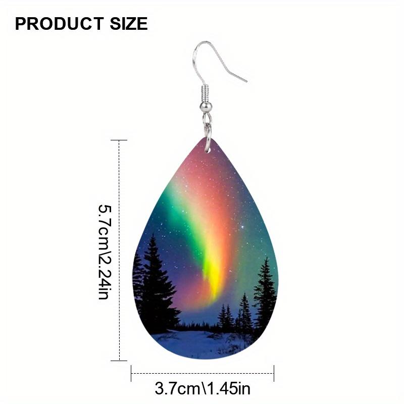 Aurora Pine Shadow PU Leather Earrings Fashion Drop Dangle Earrings Cool Earrings Vacation Casual Earrings Jewelry Simple Gifts for Best Friends