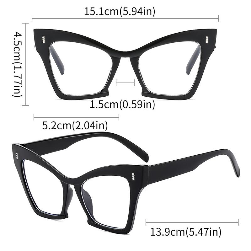 KAMMPT Oversized Cat Eye Glasses Women New Fashion Blue Light Blocking Optical Frames Vintage Stylish Patchwork Decor Eyeglasses
