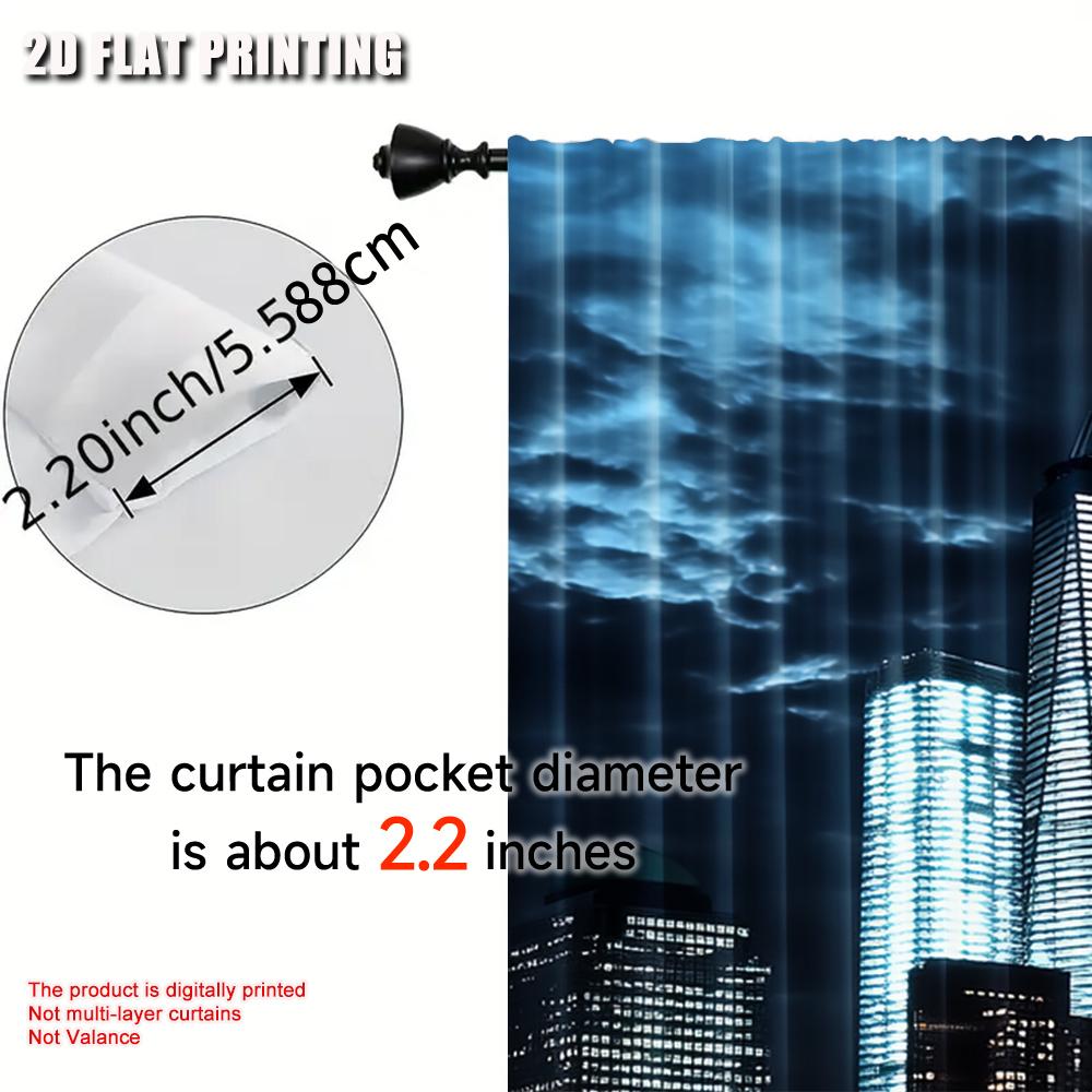 2Pcs Statue Of Liberty Curtain New York City Skyscraper Urban Night Scene Skyline Cityscape Landmark Home Decor Nyc Party