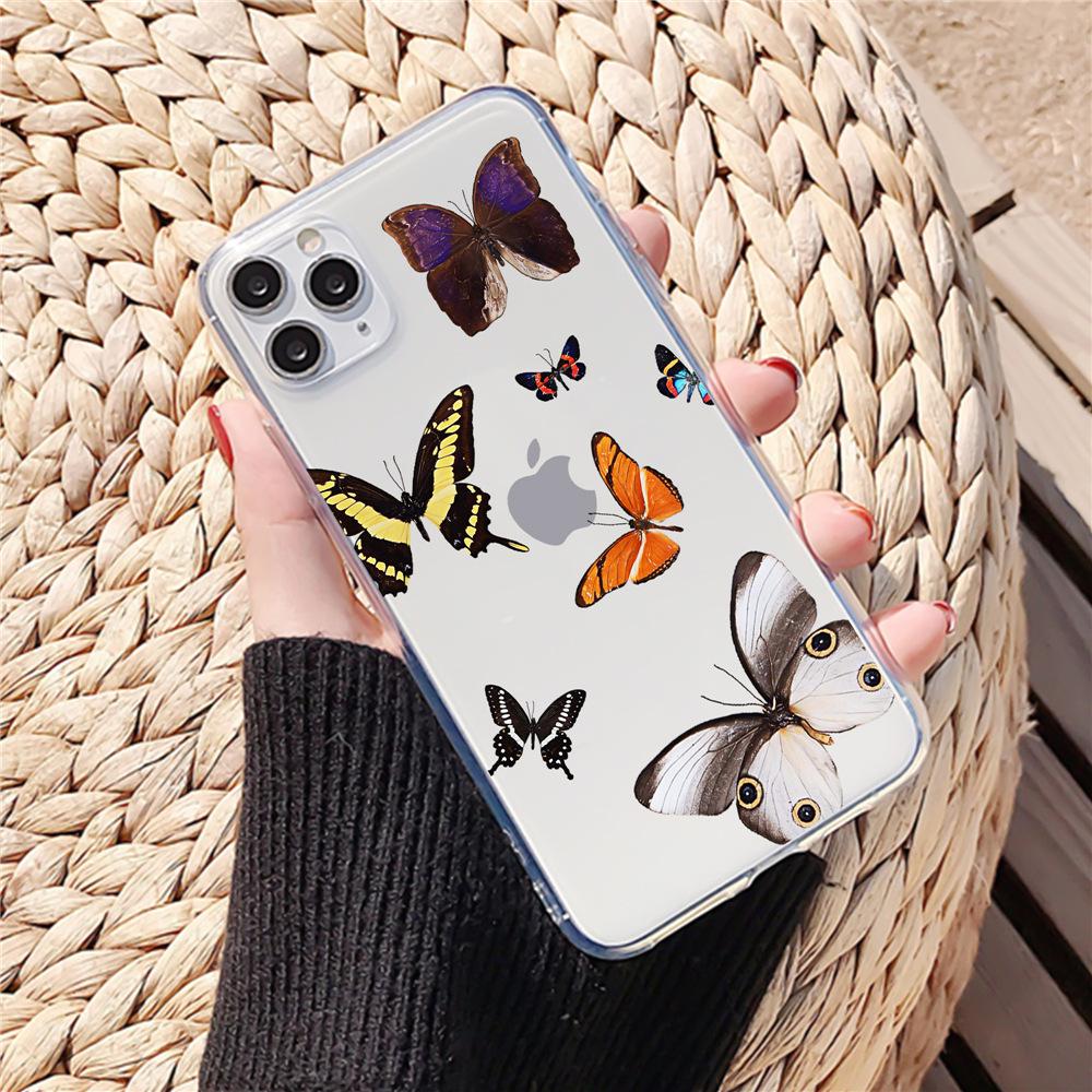 Blue Butterfly Transparent TPU Phone Case for Apple iPhone 14 Pro Max