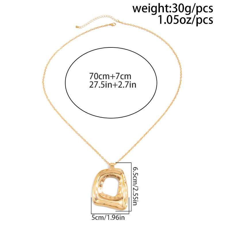 Bohemia Irregular Metal Hollow Square Pendant Necklace For Women Stackable Imitation Pearl Choker