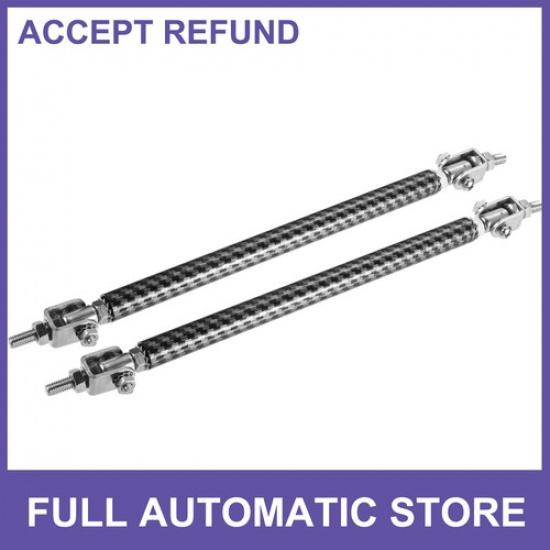 Pair 6 -8  Front Bumper Lip Splitter Strut Rod Carbon Fiber Pattern Black