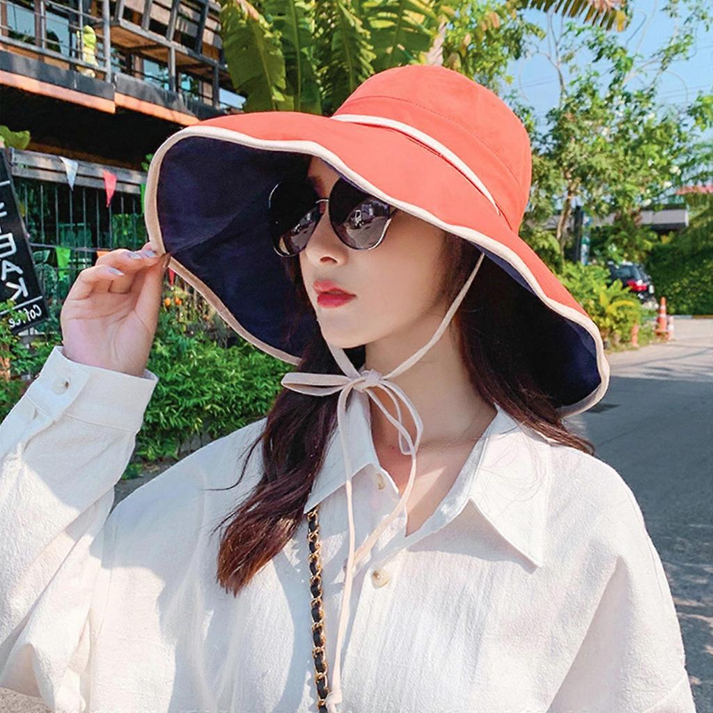 Casual Sunprotect Fisherman Hat Big Brim Bucket Hat Cover Face Basin Hat Summer for Sun Hat for Outdoor Street Strolling  Khaki