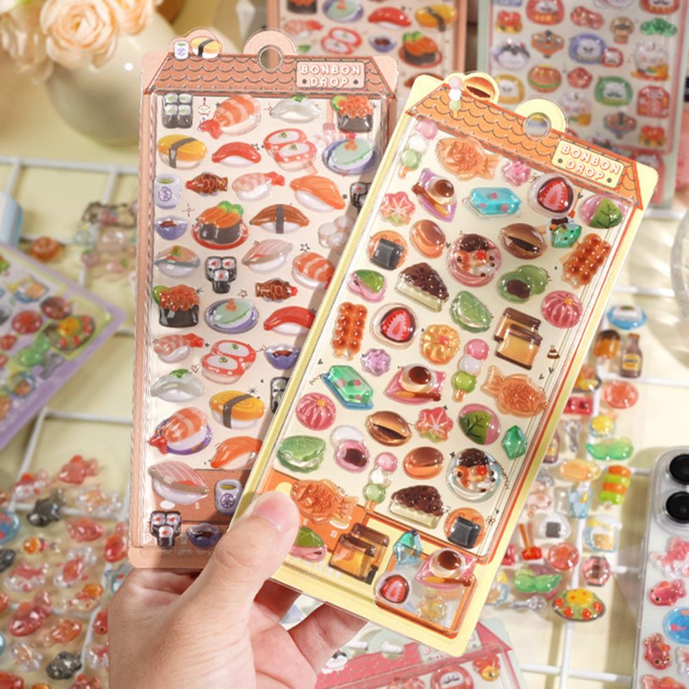 Sushi Stickers Food-themed Stickers Colorful Japanese Sushi Dessert Puffy Stickers for Scrapbooking Laptop Decorations Kawaii 3d