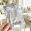 Cute Bowknot Design Keychain Accessory Fabric And Alloy With Pearls Accents Delicate Lace Keyring For Women And Teens