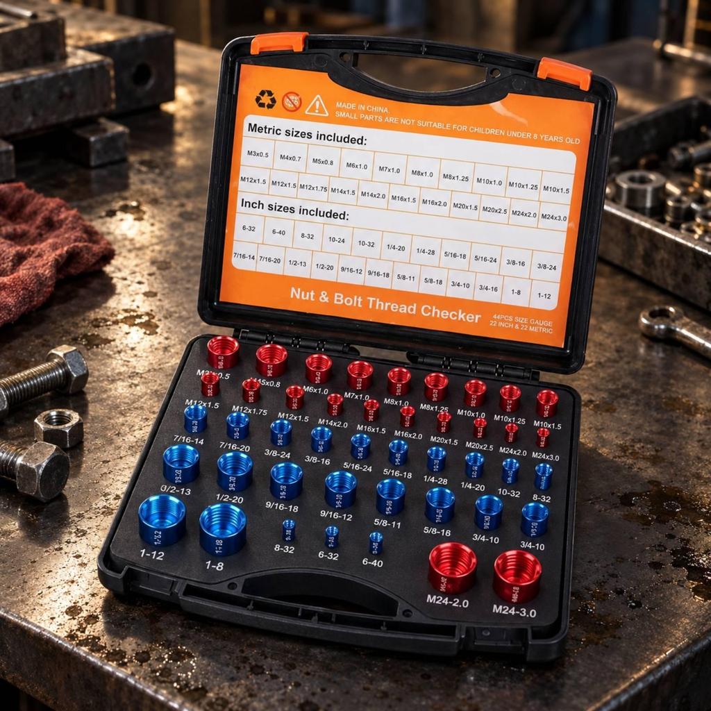 52 Pieces Nut and Bolt Thread Checker Color-Coded for Workshops, Mechanics