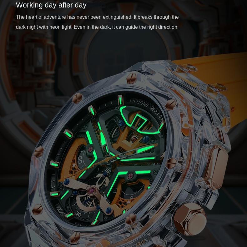 SVJ Men's Watch High-grade Three-dimensional Hollow Carving Sense Luminous Watch Waterproof Quartz Men's Watch