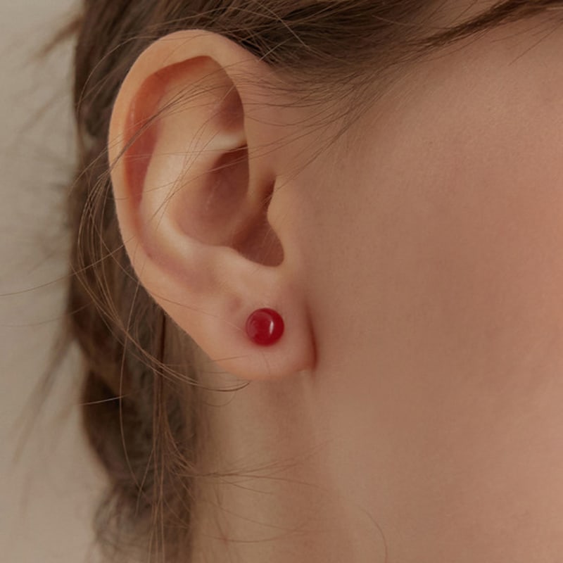 

TATIANA (925 Silver) Sweet Candy Ball Gemstone Earrings EC3046 10mm BLACK