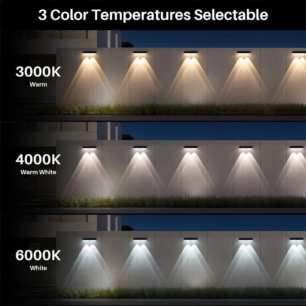 Waterproof Solar Fence Lights Dimmable Panel Solar Deck Light Solar Wall Light  Backyard Garden