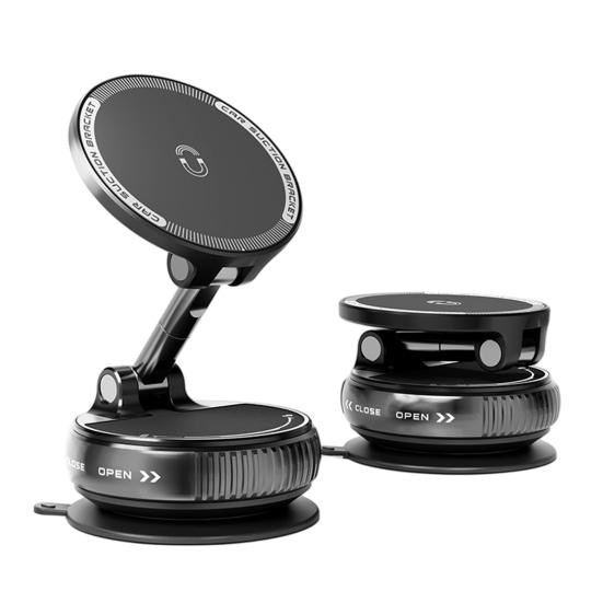 Magnetic Car Phone Holder Black Vacuum Suction Mount 360 Degrees Rotatable & Strong