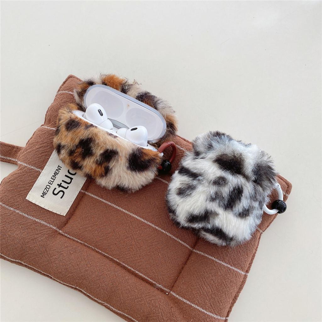 Applicable plush leopard print Apple AirPods 1 generation Bluetooth headset case Pro1 headphone case Apple 1 generation case