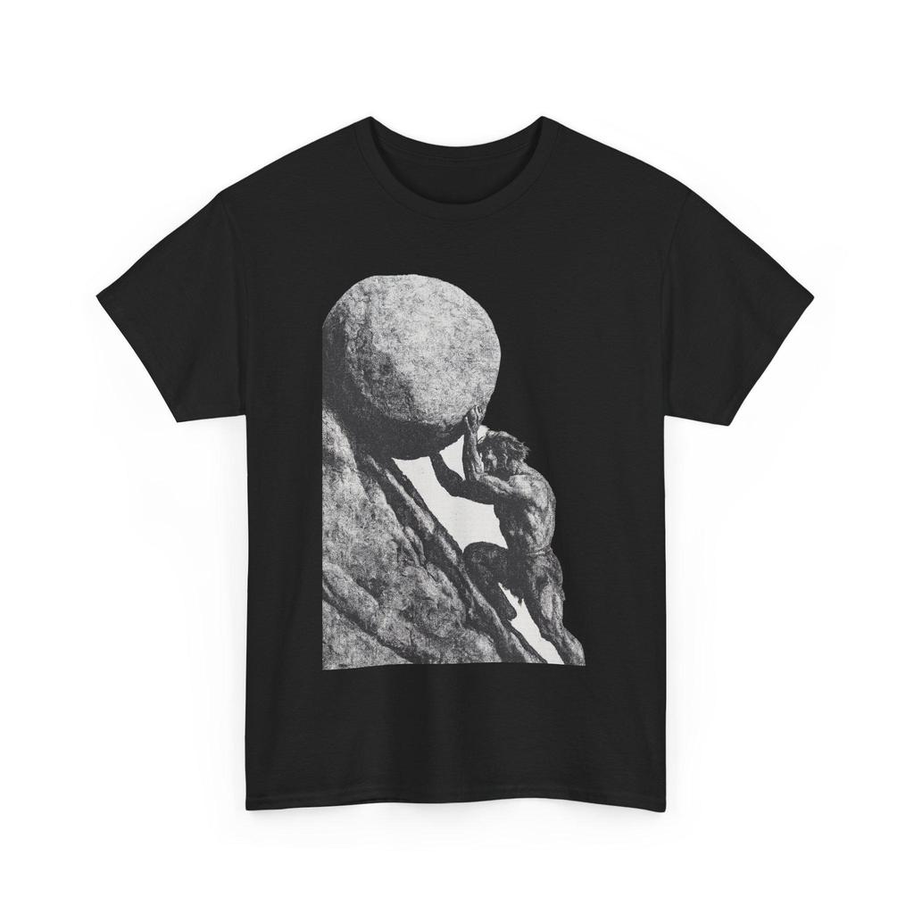 Sisyphus T-Shirt Unisex | Existentieller Mythos Grafik-Tee | Absurder Held Streetwear | Geschenk für Tiefdenker & Philosopheliebhaber