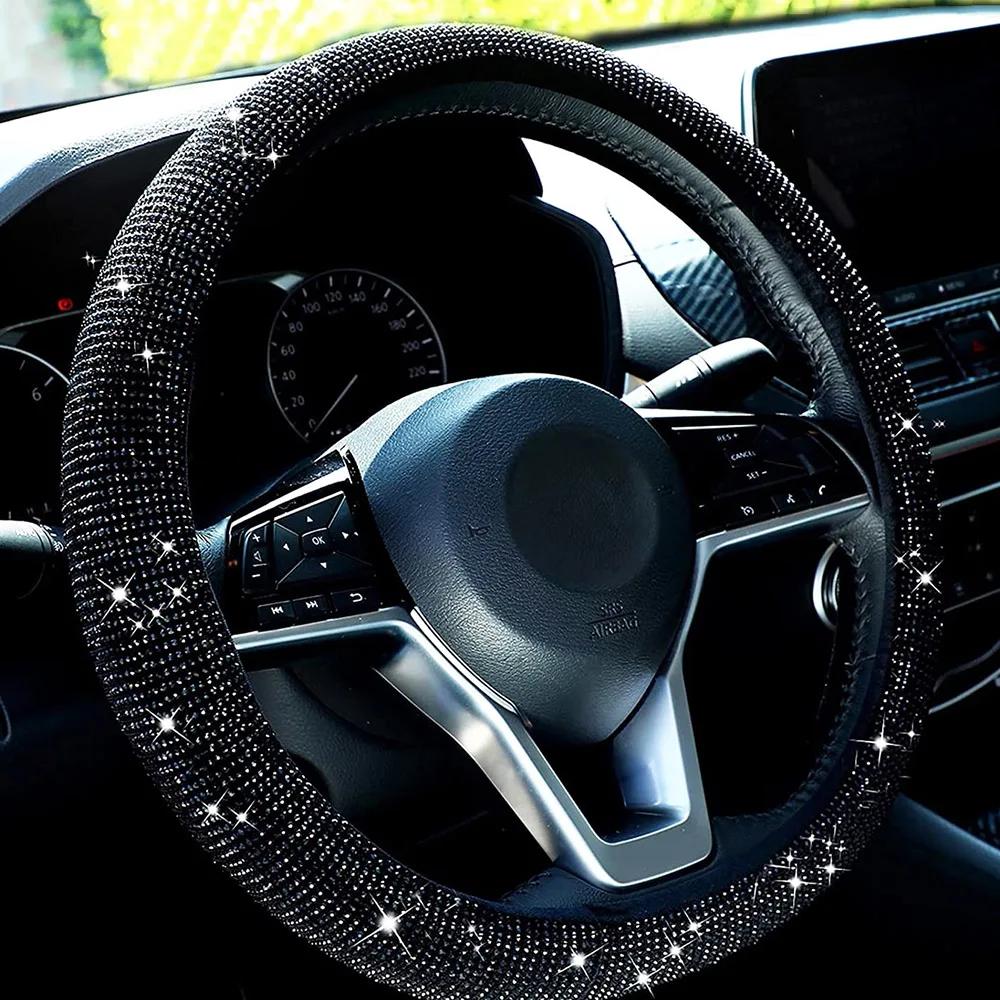 Bling Diamond Car Steering Wheel Cover Women, Rhinestone Steering Wheel Cover Girly, Bedazzled Girl Steering Wheel Cover Protect