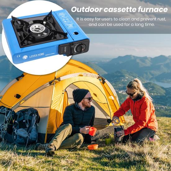 Outdoor Camping Stove Automatic Rebound Gas Valve Burner Stove Portable Stainless Steel Butane Stove for Picnics Hiking Home Outdoor