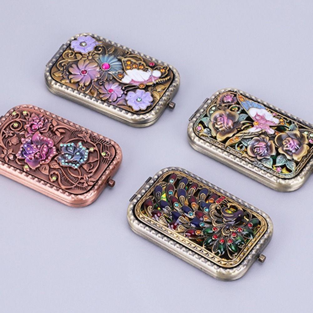 Retro Makeup Mirror Vintage Cosmetic Folding Mirror Compact Pocket Mirror  Dressing Gift Mirror