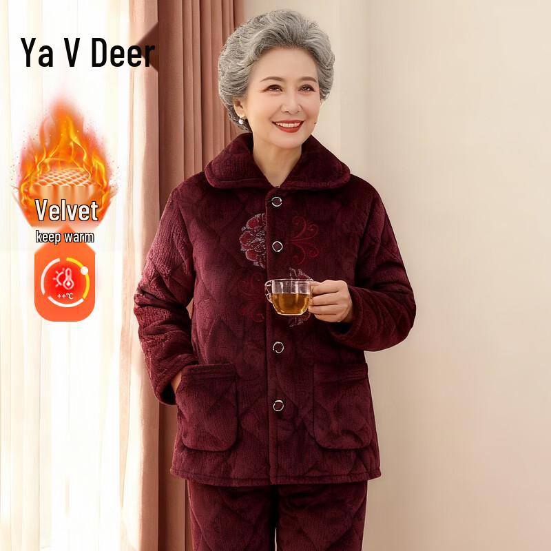 

Yalu Women s Warm Thickened Velvet Winter Pajama Set L