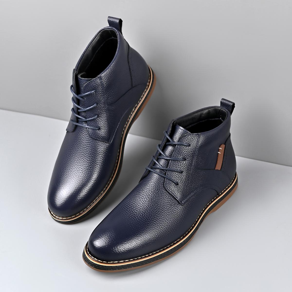 Men`s Motorcycle Boots Retro Black Blue