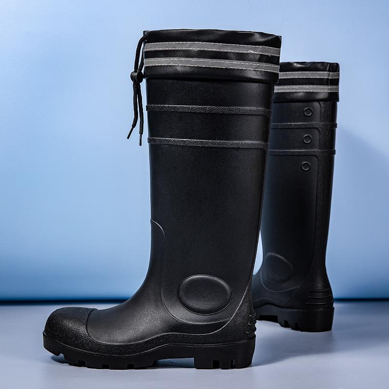 

Ударопрочная и устойчивая к проколам рабочая обувь для защиты труда водонепроницаемые резиновые дождевые сапоги со стальным носком мужские и женские безопасная рабочая обувь для строительной площадки 46 чёрный