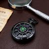 Men's Retro Multifunctional Pocket Watch,Quartz Compass Gift Pocket Watch,Black Starry Sky Dial with Chain.