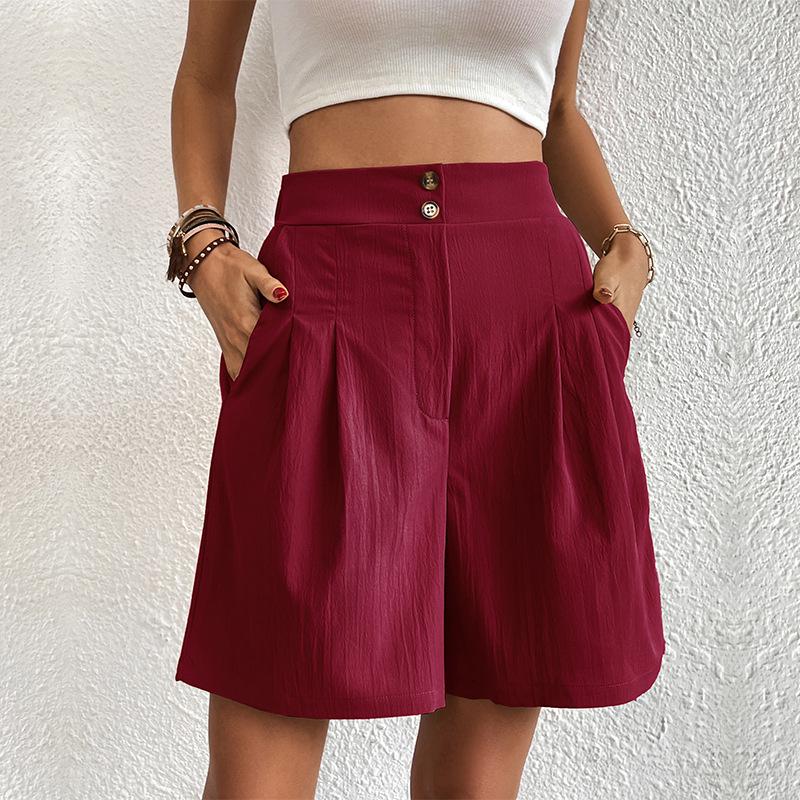2025 Summer Elegant European & American High-Waisted Wide-Leg Women's Shorts