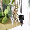 2Pcs Crow Head Necklace Chains Stereo Halloween Decoration Fashion Skull Pendant  Women Men