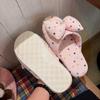 Womens Linen Slipon Slippers With Bow Knot And Non Slip Tpr Sole For Home Comfort