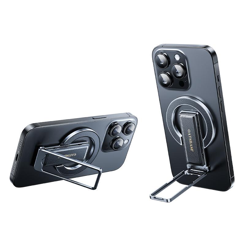

Eary Magnetic Phone Holder & Metal Adjustable Phone Ring Grip Stand with Leather Universal for iPhone 17 Pro Max Air 16 15 14 13