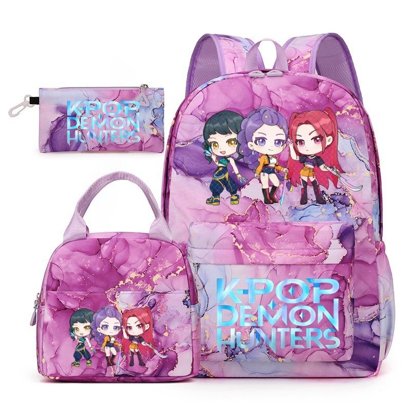 KPop Demon Hunters Student Backpack Crossbody Bag Casual Pencil Case Set of 3 Fashion Trendy Unisex