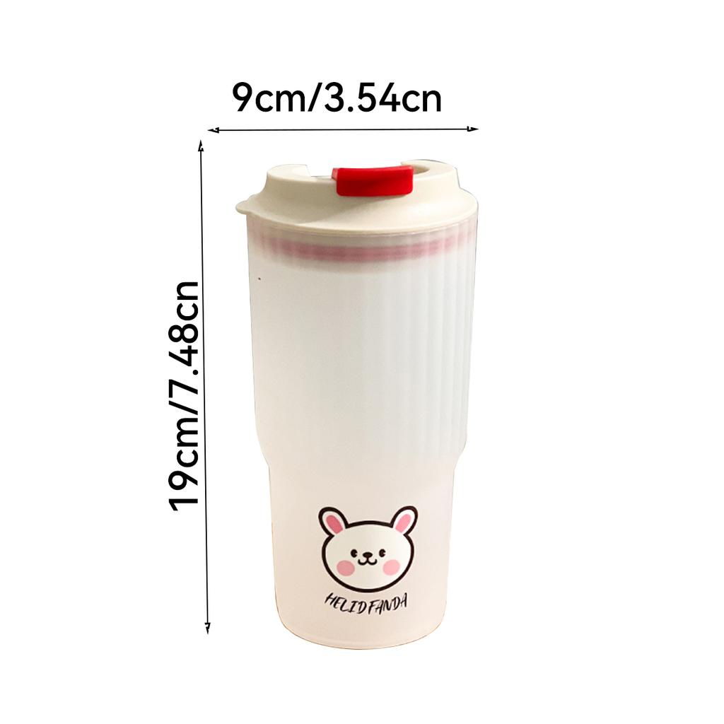 650Ml Cute Plastic Milk Coffee Cup With Lid Travel Sport Portable Large Capacity Water Cup Tumbler For Kids Adult