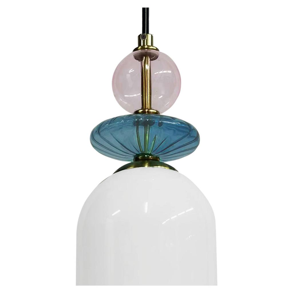 Lampa Wisząca Dekoracyjna Biały Szklany Klosz Ozdobne Elementy 1Xe27 15W Tropea Light Prestige